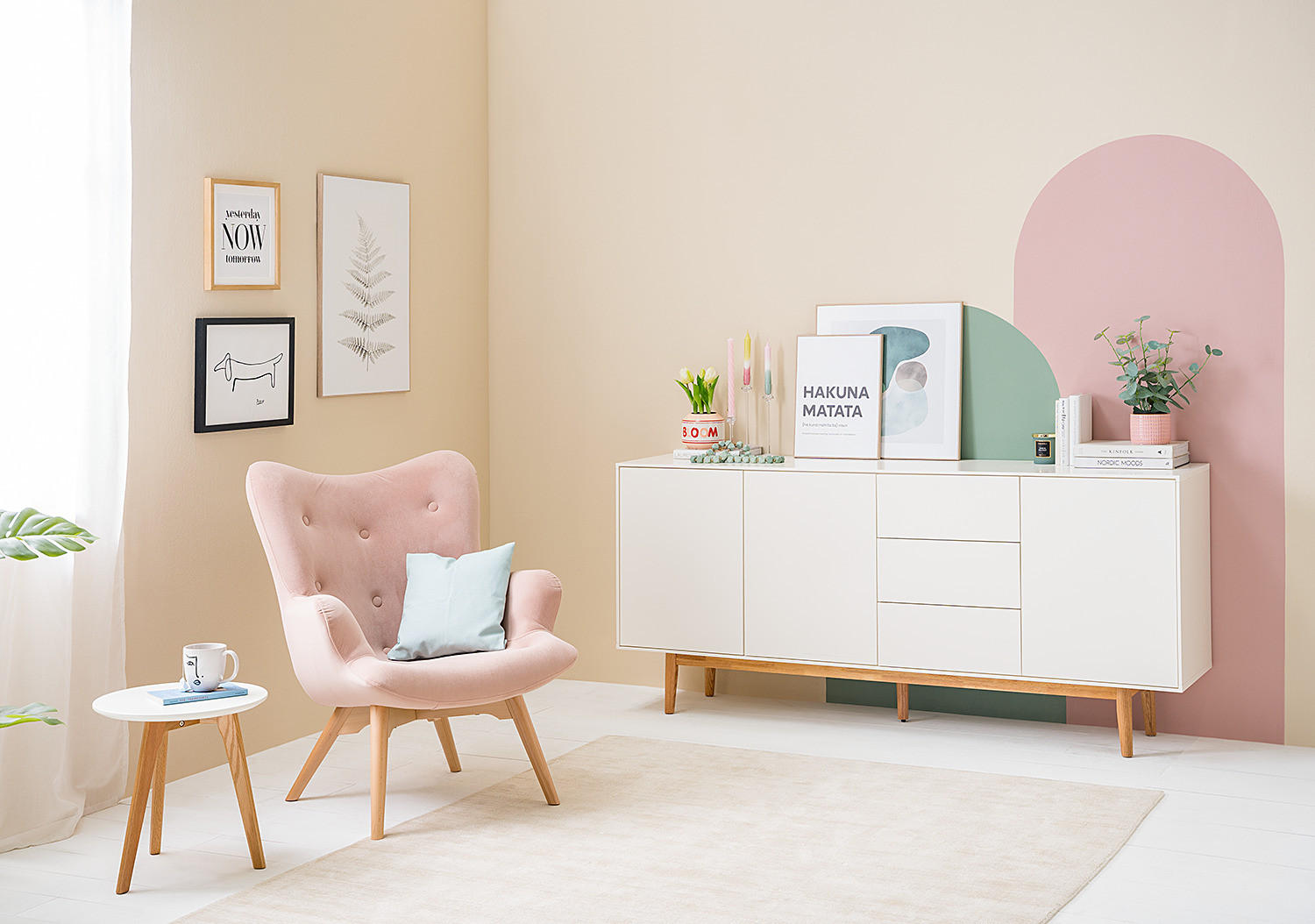 SIDEBOARD - Weiß - Eiche, 180/80/40 cm - Weiß, Holzwerkstoff (180/80/40cm) - home24