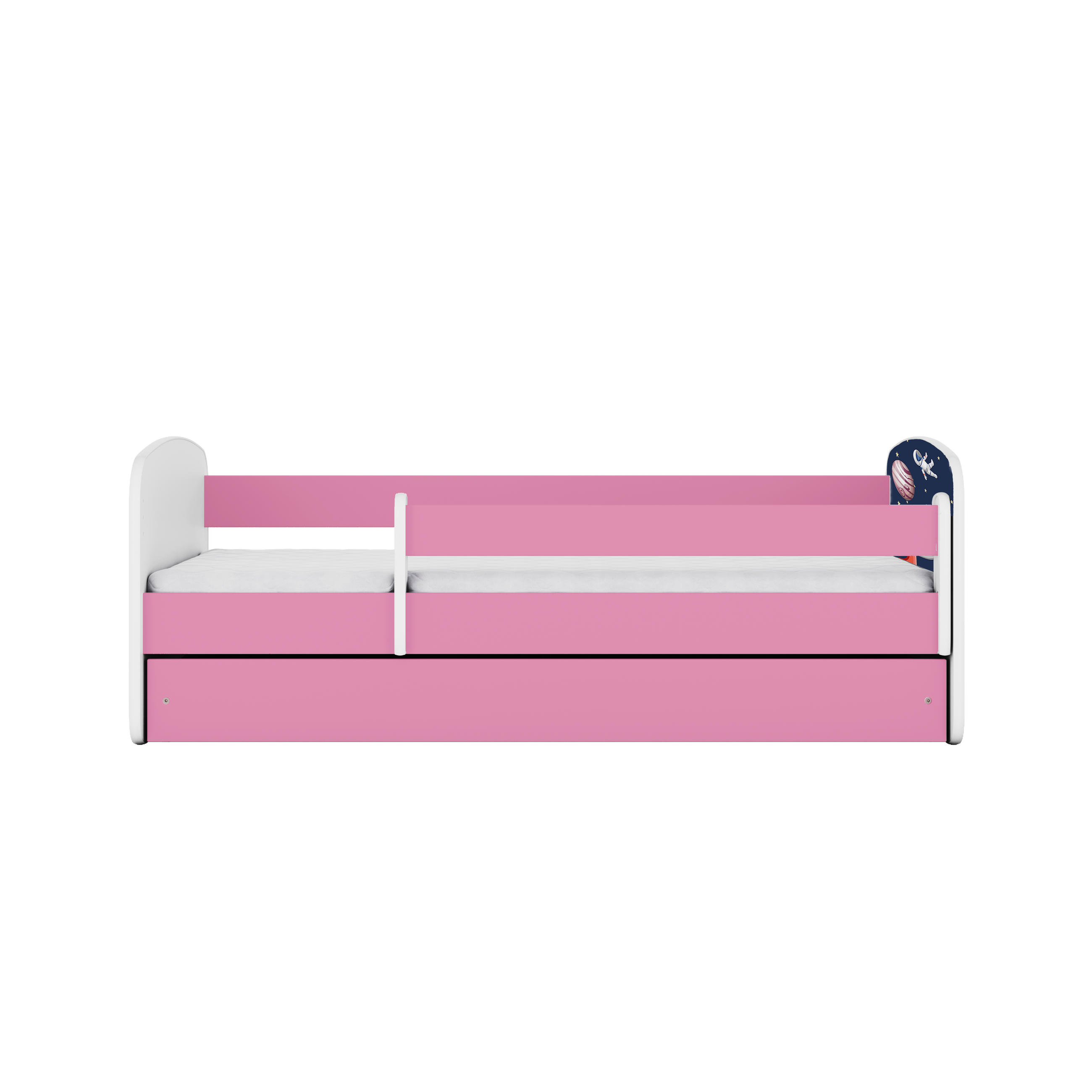 KINDERBETT Kosmos mit Schublade und Matratze 140/70 - Rosa, Holzwerkstoff (70/140cm) - RAUMHIRSCH FURNITURE