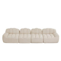 SOFA 366/104/79 cm in Beige-Weiß mit breiter Sitzfläche und weichem Bezug - Beige, Textil (104/79/366cm) - Flora Grace