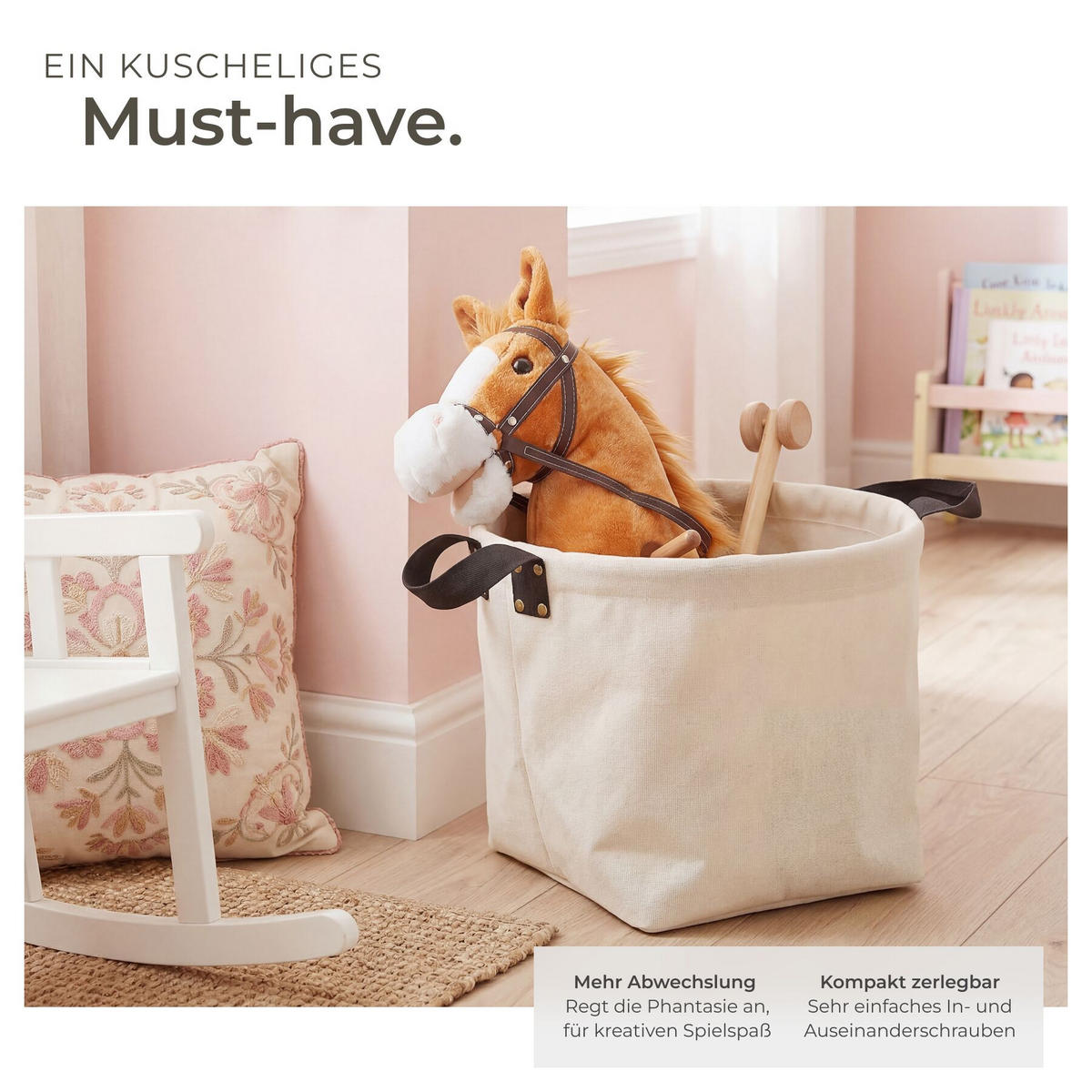 STECKENPFERD , Gesamtlänge 130 cm, braun - Braun, Textil (24/26cm) - tectake