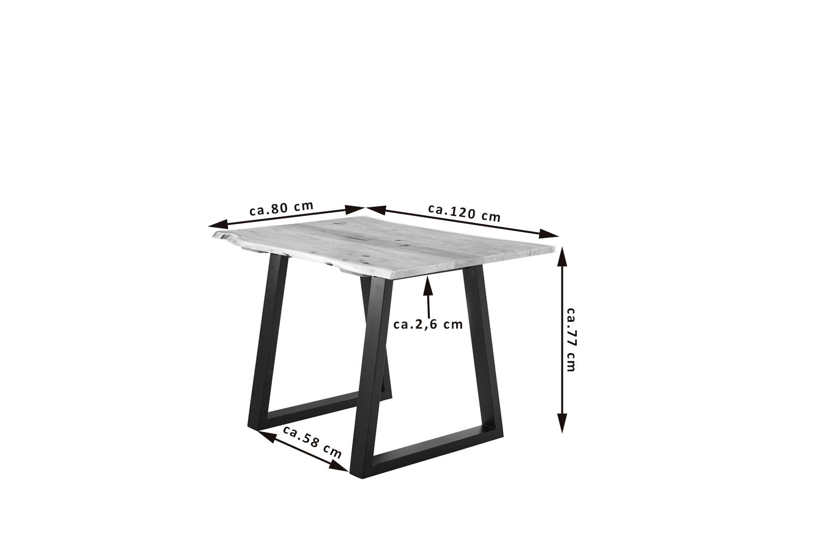 ESSTISCH LUBIN - Beige/Schwarz, Holz/Metall (80/120/77cm) - SAM