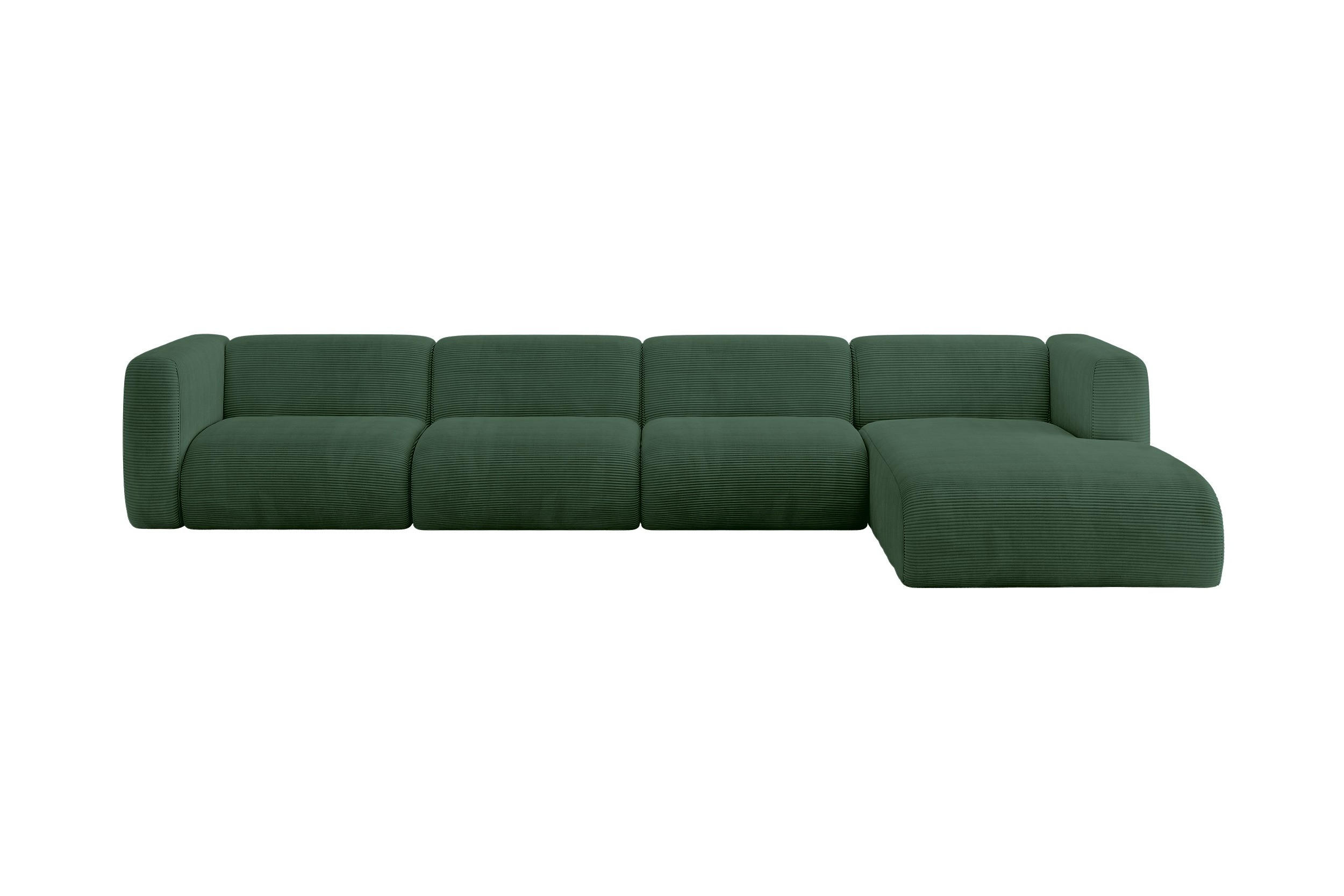 ALTDECOR ROHOVÁ SEDAČKA S PRAVOU OTOMANOU MIRA-L3 409x179x70 Zelená Manšestr