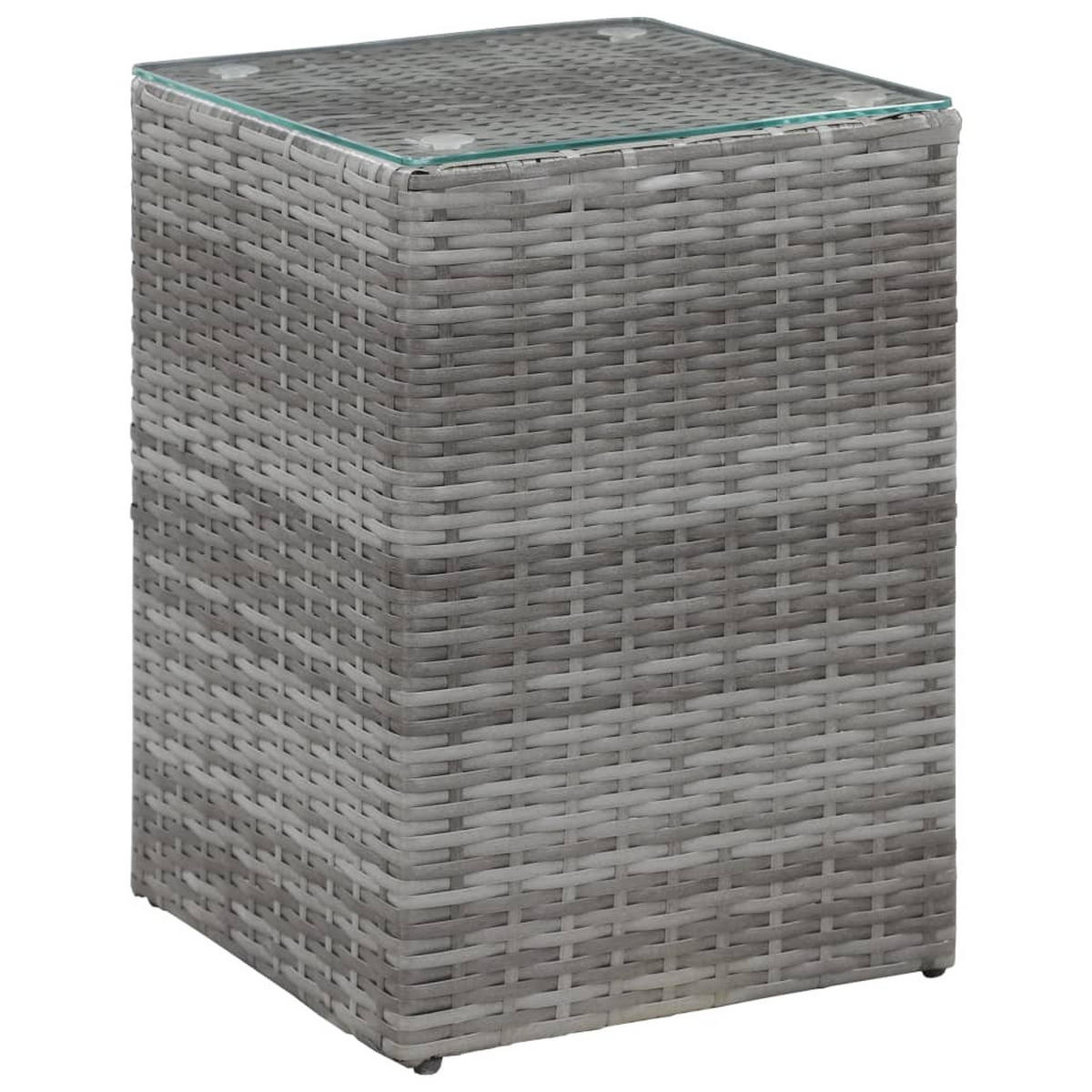 BEISTELLTISCHE 3er set Mit Glasplatte Grau Poly Rattan - Schwarz/Grau, Kunststoff/Metall (40/40/62cm) - vidaXL