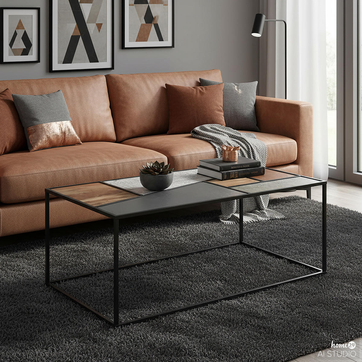 COUCHTISCH - Mango / Schwarz - Schwarz/Braun, Holz/Metall (60/110/43cm) - home24