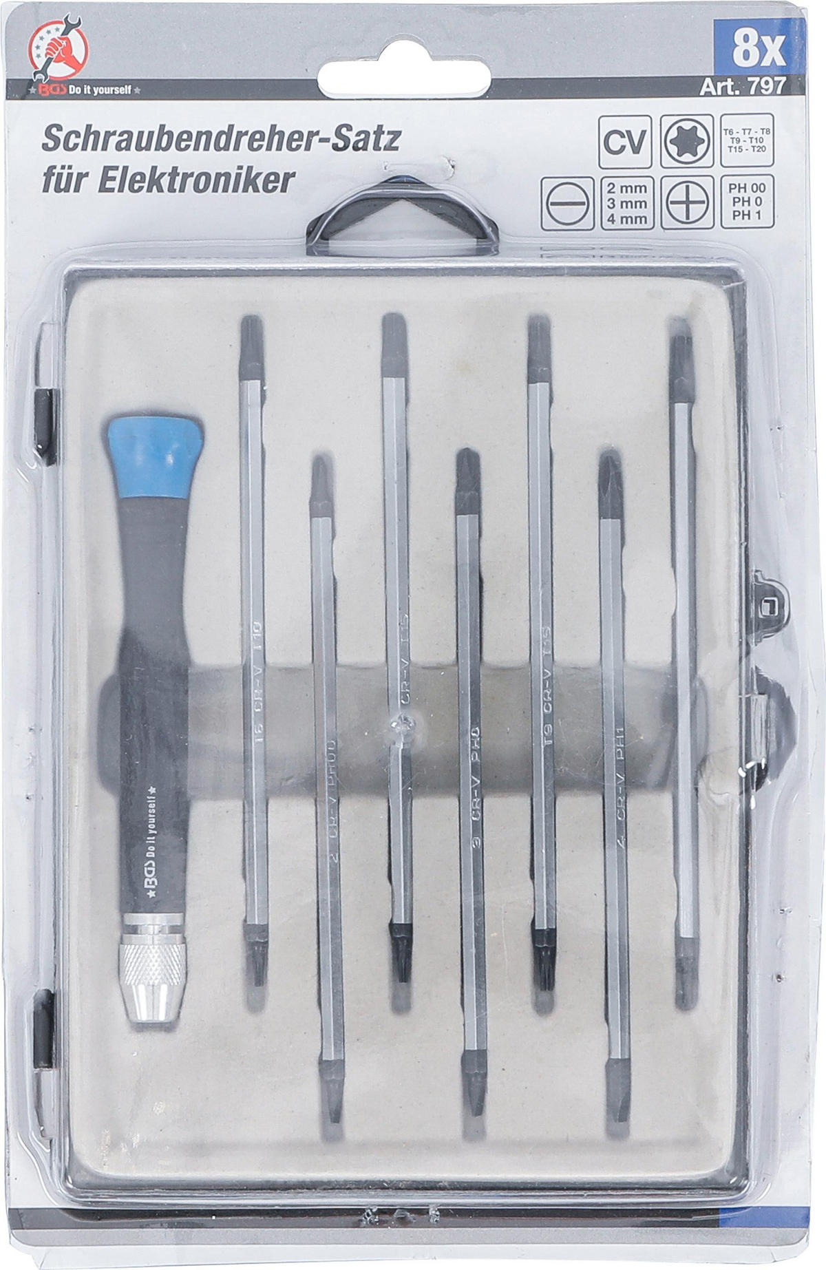 SCHRAUBENDREHER-SATZ FÜR ELEKTRONIKER | 8-TLG. - Multicolor, Kunststoff/Metall (1/1cm) - BGS technic