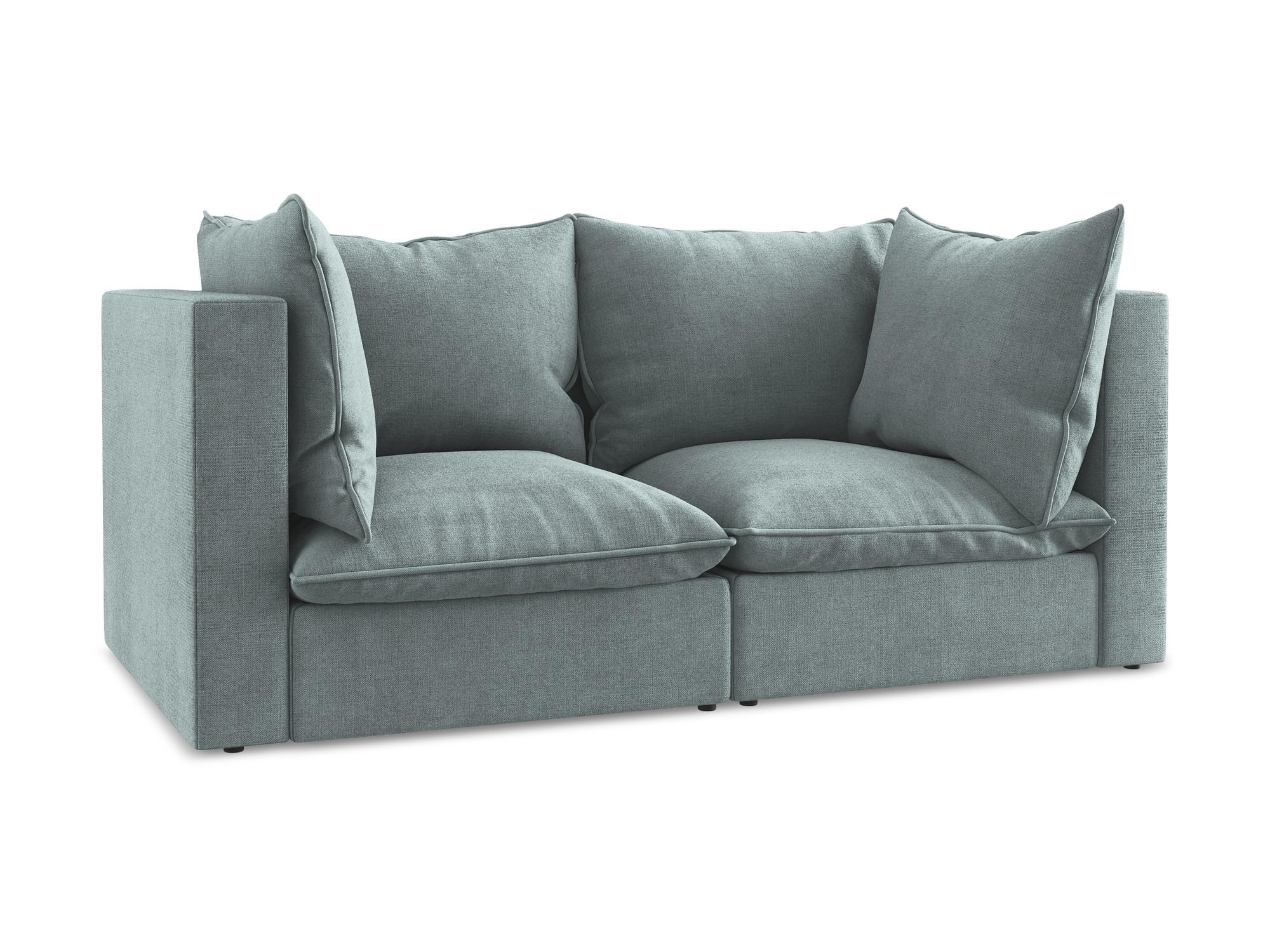 2-SITZER SOFA Strukturstoff Blau - Pastellblau/Schwarz, Holzwerkstoff/Kunststoff (180/77/90cm) - Makamii