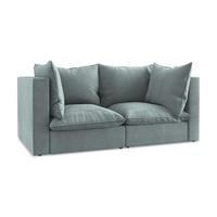 2-SITZER SOFA Strukturstoff Blau - Pastellblau/Schwarz, Holzwerkstoff/Kunststoff (180/77/90cm) - Makamii