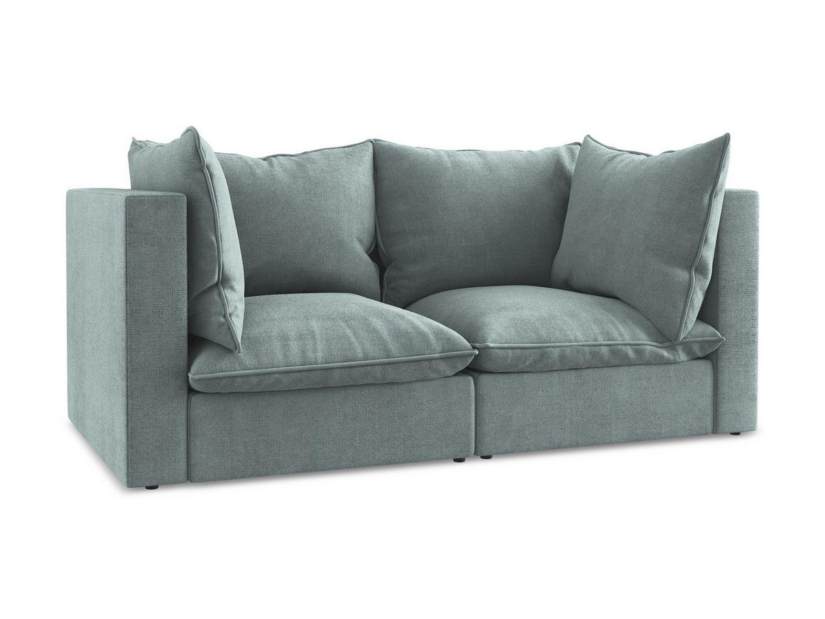 2-SITZER SOFA Strukturstoff Blau - Pastellblau/Schwarz, Holzwerkstoff/Kunststoff (180/77/90cm) - Makamii