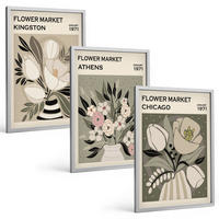 BILDER SET 3er Set - 40x60 cm Silberner Rahmen - Retro-Blumenarrangements - Silberfarben, Kunststoff (40/60cm) - TULUP