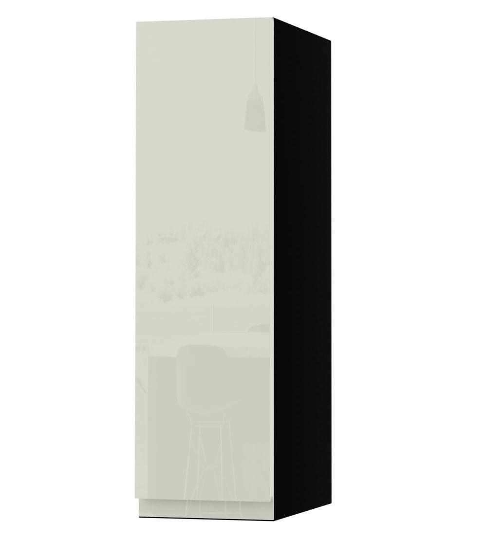 HÄNGESCHRANK Florence W2/20 Schwarz / RAL 1013 perlweiß HG 20 / 32,5 / 72cm - Türanschlag links - Weiß Hochglanz/Schwarz, Holz/Holzwerkstoff (20/72/32.5cm) - Feldmann-Wohnen