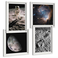 BILDER SET 4er Set - 50x50 cm & 40x60 cm Weißer Rahmen - Astronautenfoto vom Mond - Weiß, Kunststoff (50/50cm) - TULUP
