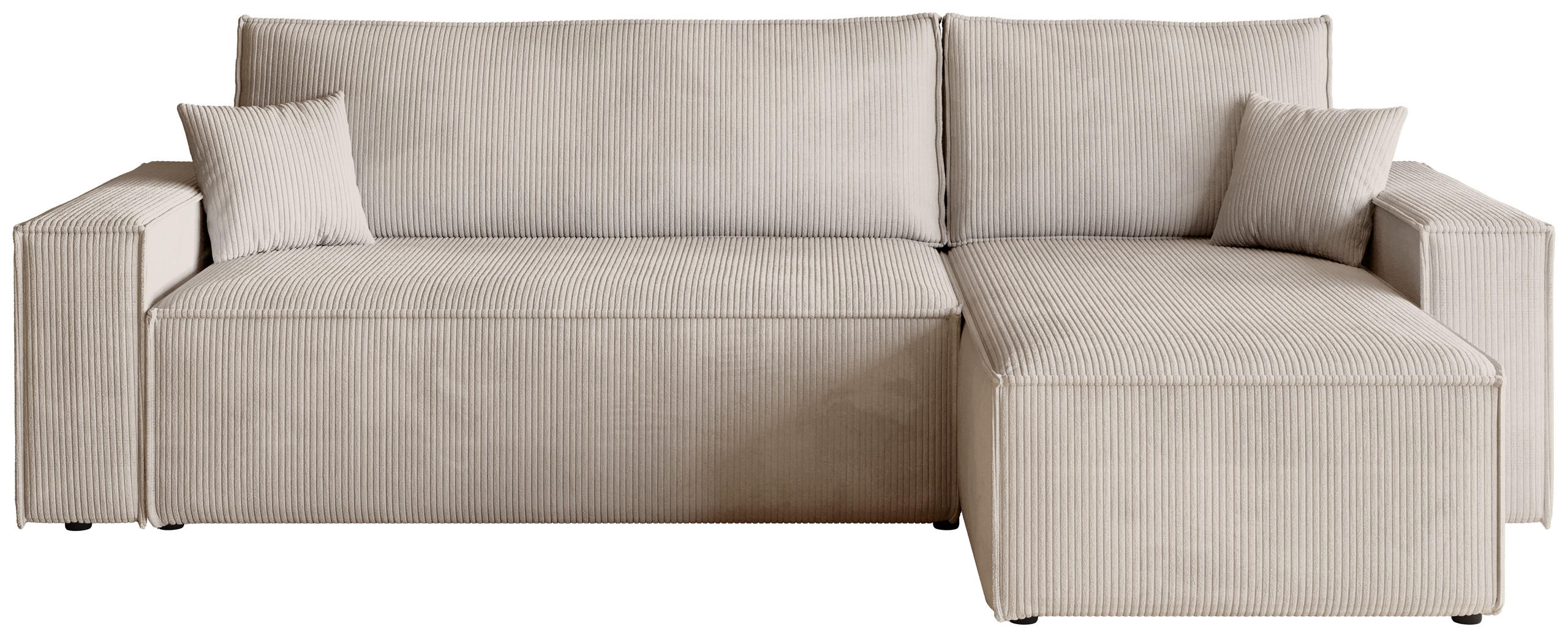 ECKSOFA ADI mit Schlaffunktion Vanille Cord - Creme, Textil (244/143cm) - Bromarkt