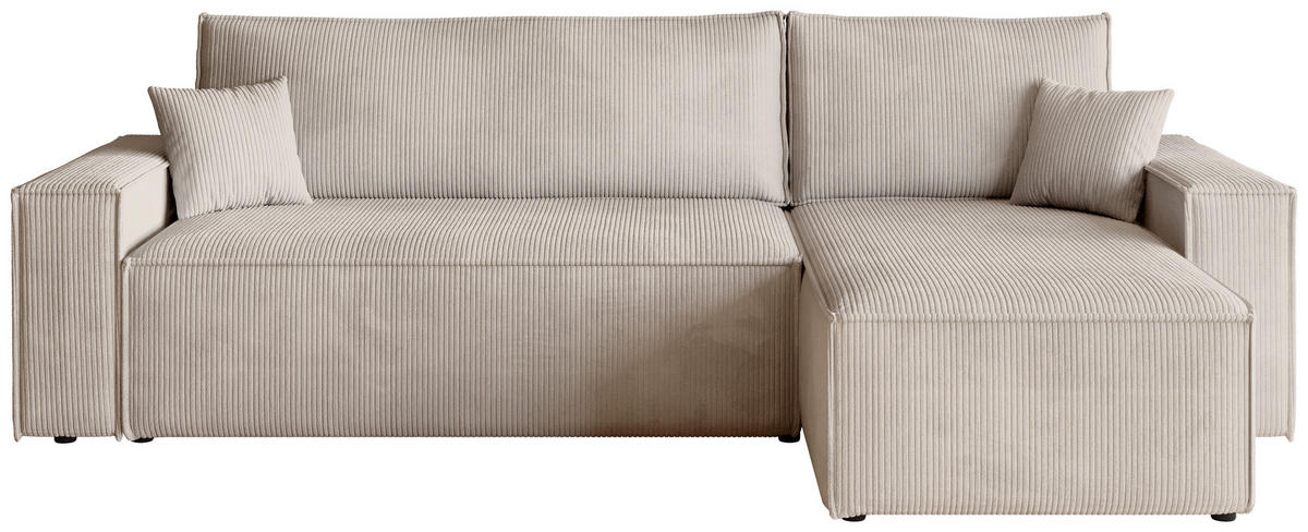 ECKSOFA ADI mit Schlaffunktion Vanille Cord - Creme, Textil (244/143cm) - Bromarkt