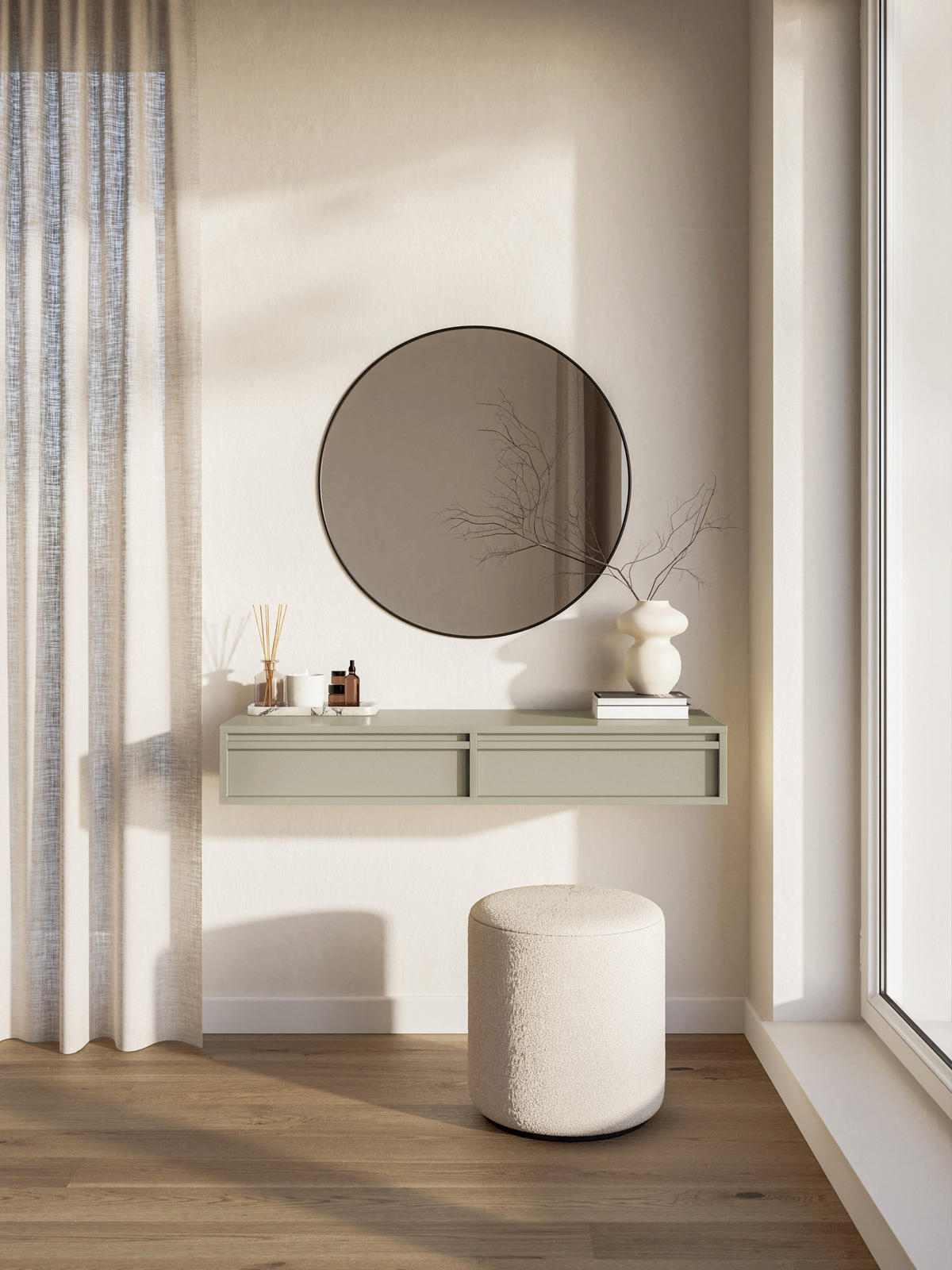 HÄNGE-SCHMINKTISCH Evo greige 110 cm - Greige, Holzwerkstoff (110/17/38.5cm) - Selsey