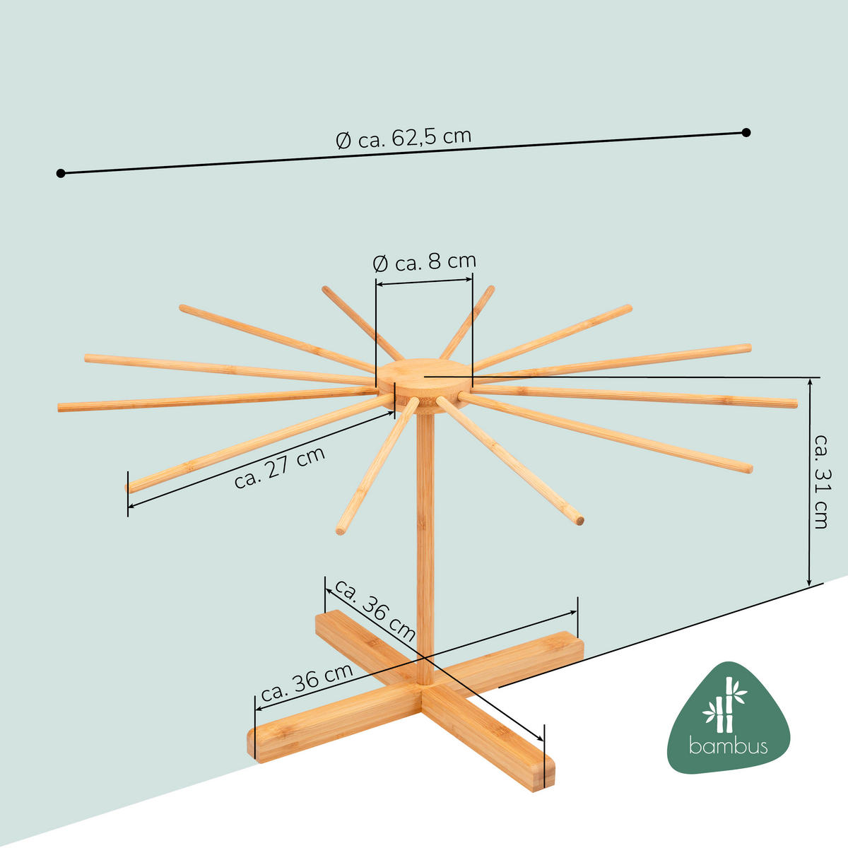 NUDELTROCKNER, Bambus - Hellbraun, Holz (62.5/31/62.5cm) - bremermann