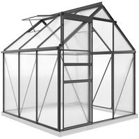 GEWÄCHSHAUSTÜR, Alu-Polycarbonat, Oberlicht-Scharnier, grau - Grau, Metall (190/200/190cm) - Vallsero