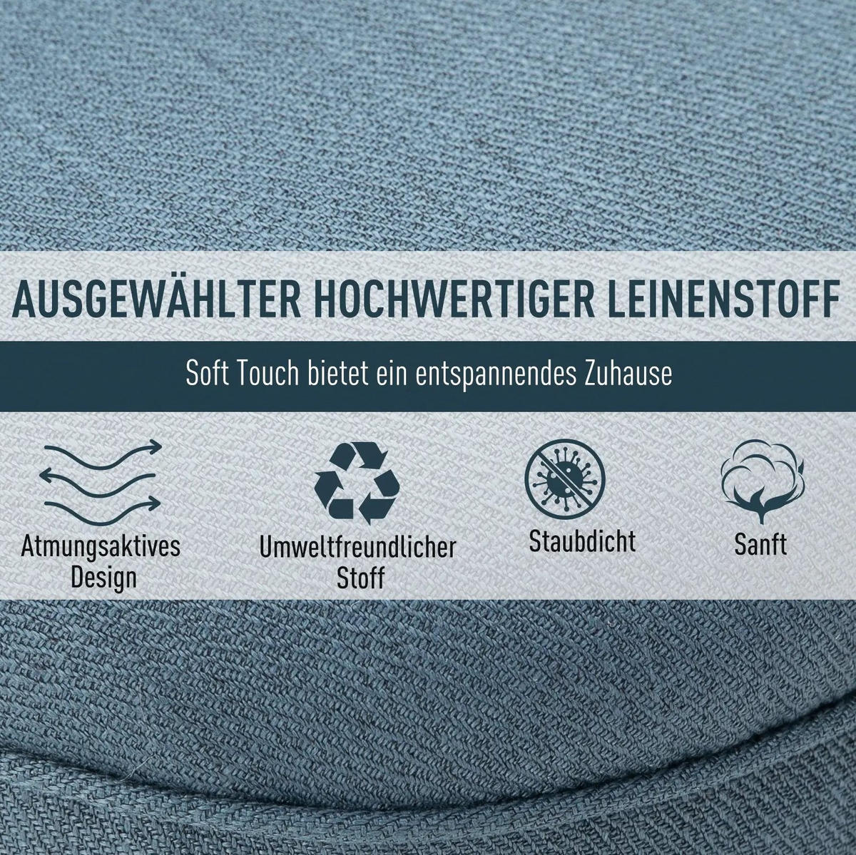 SESSEL 52,5/69/77 cm in Blau aus Leinen im Vintage-Stil - Blau, Textil (69/77/52.5cm) - Flora Grace