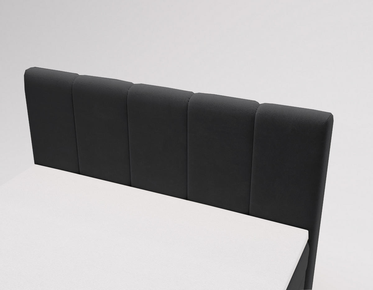 BOXBETT Berg Mit Matratze, Stoff Komodo Schwarz 140x200 cm - Schwarz, Holz (140/200cm) - Kaiser Möbel