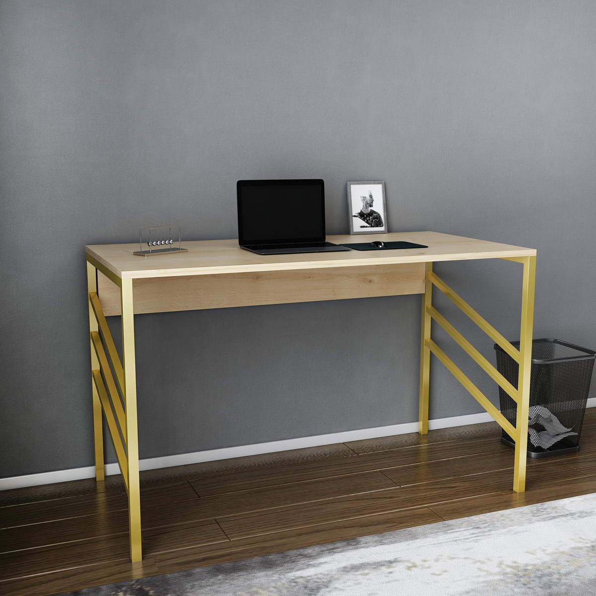 COMPUTERTISCH Josephine Gold Eiche - Eichefarben/Gelb, Holzwerkstoff (120/60/75cm) - Decorotika