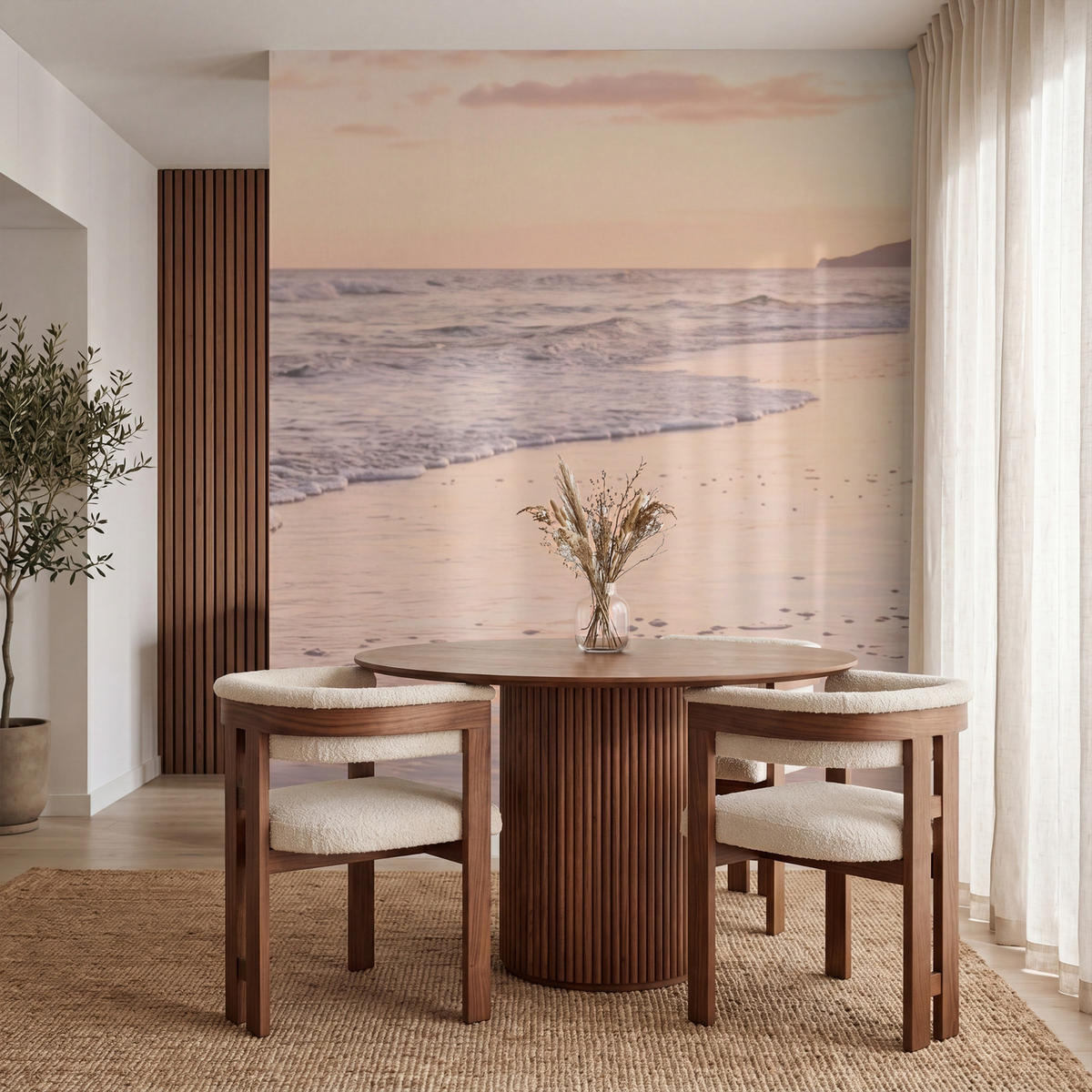 TAPETE - Strand - Brandung - Wolken - 240x280 cm - Hellrosa, Papier (240/280cm) - OnlyWow