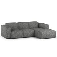 3-SITZER ECKSOFA mit Longchair - Schwarz/Grau, Kunststoff/Textil (251/173cm) - home24