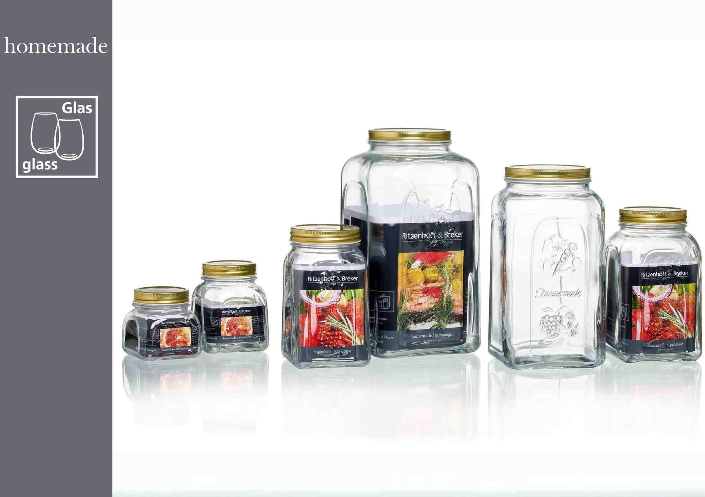 EINMACHGLÄSER Homemade transparent 500 ml 6er Set - Transparent, Glas (0.5L) - Ritzenhoff Breker