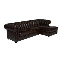 CHESTERFIELD Ecksofa - Ecke Rechts - Büffelleder - Dunkelbraun - BRENTON - Braun, Leder (274/166cm) - Vente-Unique
