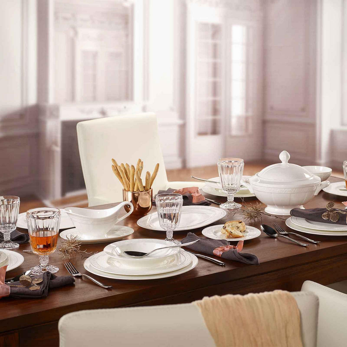 KOMBISERVICE Gray Pearl weiß 30er Set - Weiß, Keramik (1/1/1cm) - Villeroy & Boch