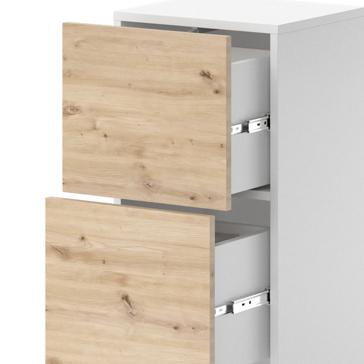 MIDISCHRANK Alf Weiß 35 x 92 cm mit 2 Schubladen - Weiß, Holzwerkstoff (35/92/30.2cm) - Vicco