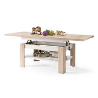COUCHTISCH rechteckig Sonoma Eiche - Weiß ausziehbar höhenverstellbar - Weiß/Sonoma Eiche, Holzwerkstoff (65/130/58cm) - designimpex