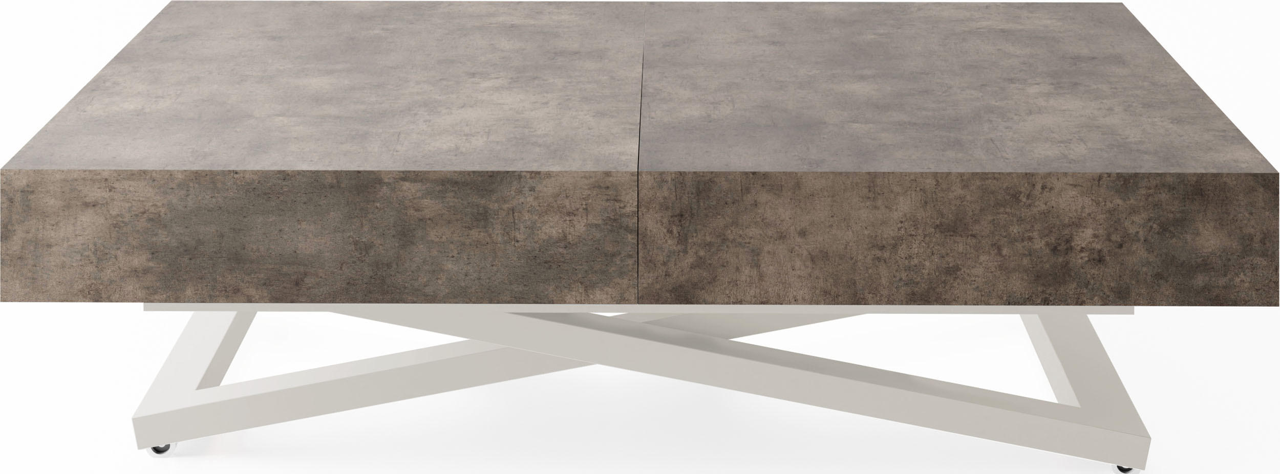 COUCHTISCH Cavetta U höhenverstellbar ausziehbar, Dunkelgrauer Chicago Beton 120-200/80/27-76 cm - Kaschmir/Dunkelgrau, Holzwerkstoff/Metall (80/120/76cm) - WFL GROUP