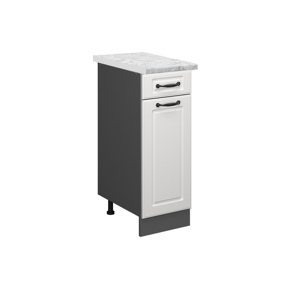 SCHUBLADENSCHRANK R-Line Weiß Landhaus 30 cm AP Marmor - Anthrazit/Creme, Holzwerkstoff (30/81.6/60cm) - Vicco