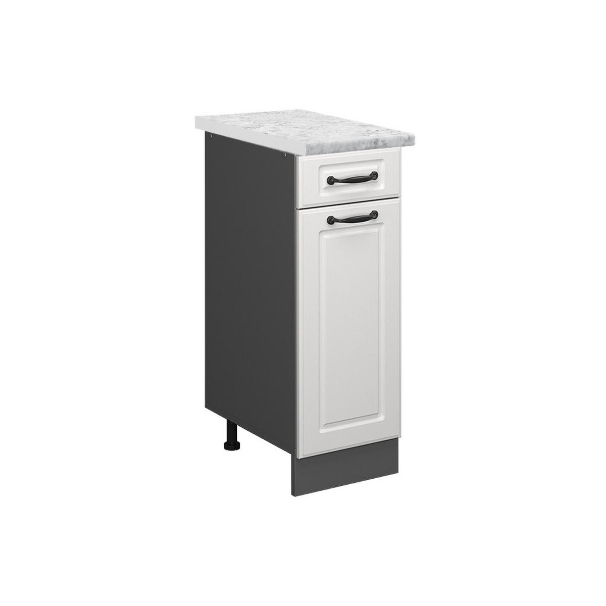 SCHUBLADENSCHRANK R-Line Weiß Landhaus 30 cm AP Marmor - Anthrazit/Weiß, Holzwerkstoff (30/81.6/60cm) - Vicco