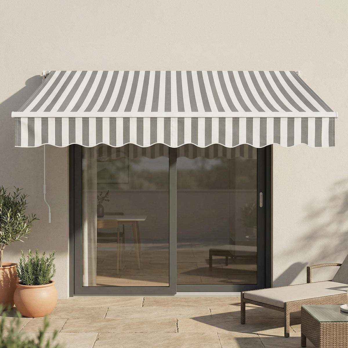 SKLÁDACÍ MARKÝZA Bitonto - šedá/bílá, kov/textil (250/200cm) - [en.casa]