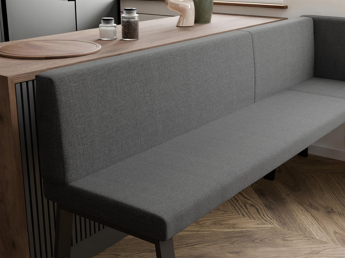ECKBANK rechts MONO Y Webstoff glatt, 168/128 cm Dunkelgrau - Dunkelgrau, Textil/Metall (128/168cm) - Idohome