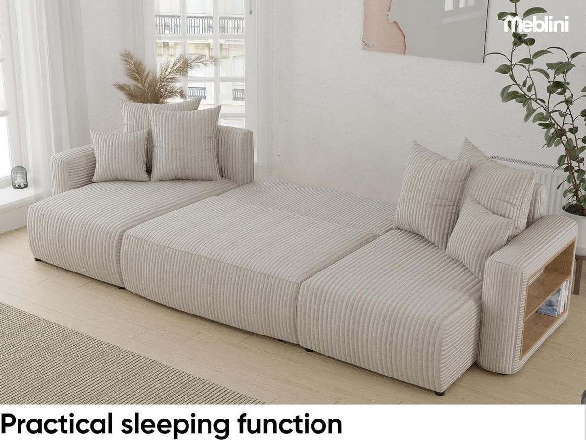 ECKSOFA SOLARIS U - Creme/Schwarz, Holzwerkstoff (312/142cm) - Meblini