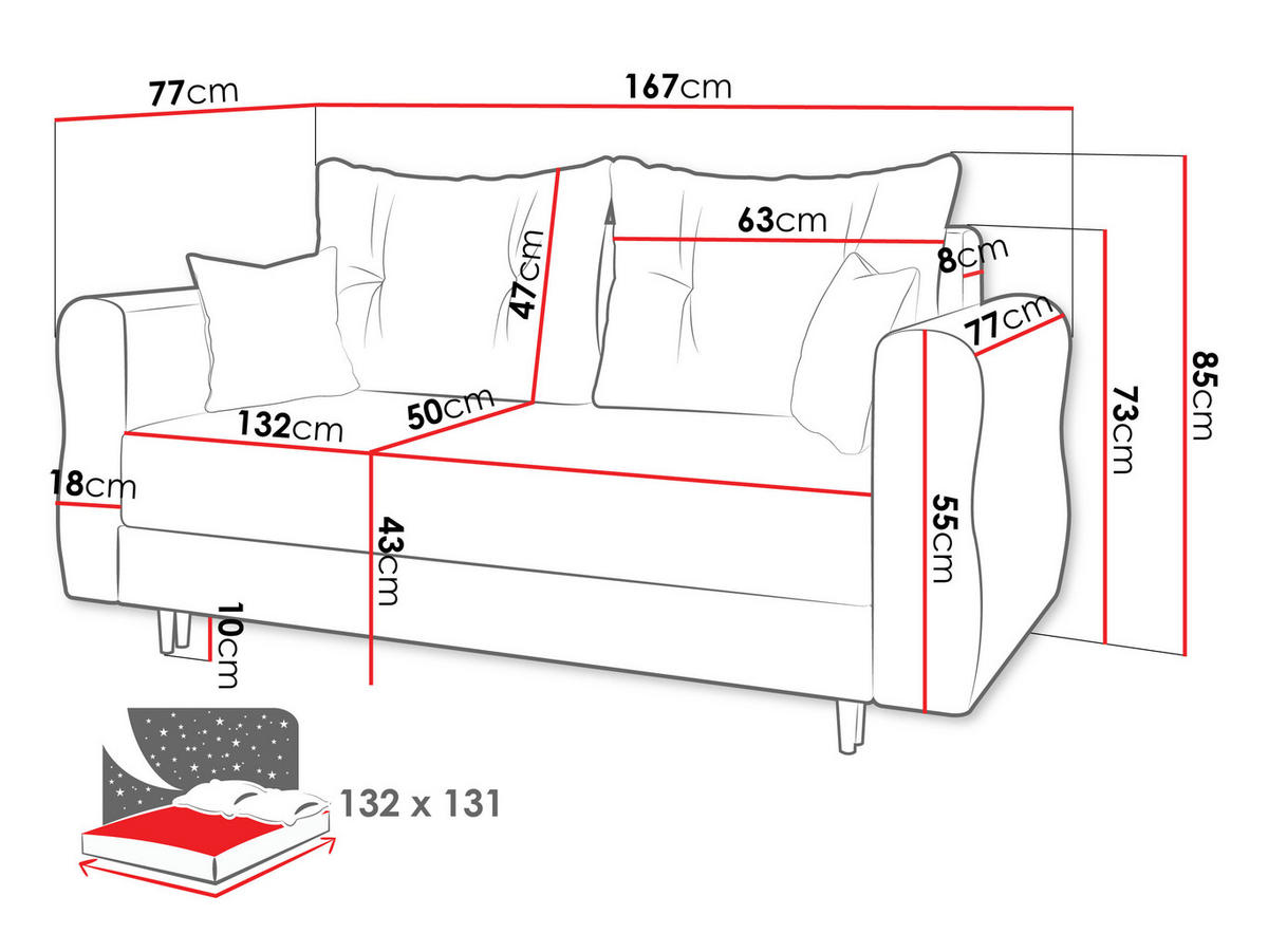 SCHLAFSOFA Zako 2 - Beige/Naturfarben, Holz/Textil (167/85/77cm) - MIRJAN24
