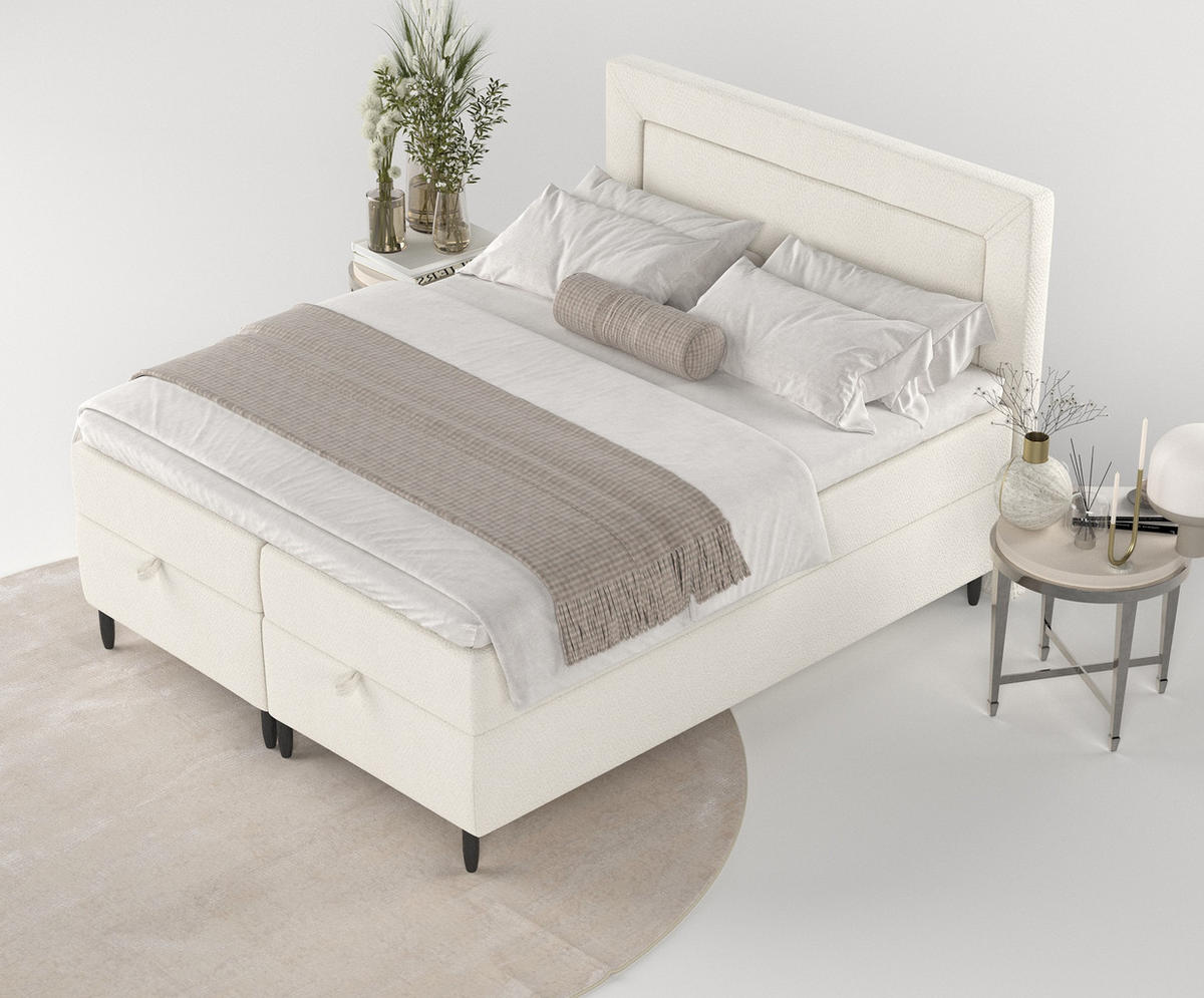 BOXBETT Nea Weiß 140/200 cm - Schwarz/Weiß, Holz/Holzwerkstoff (140/200cm) - Maison de Reve