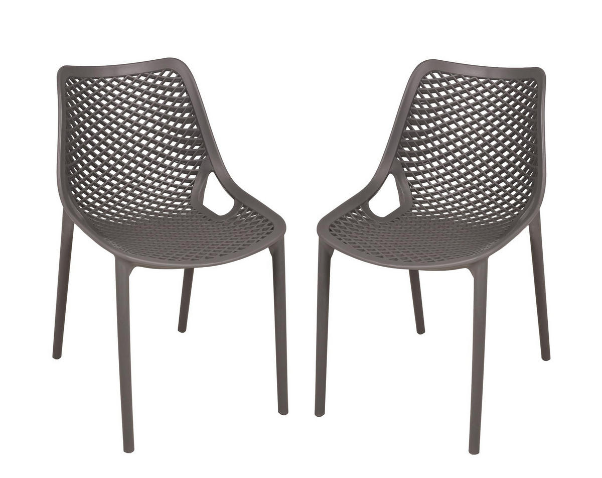 GARTENSTUHL 2er Set Erik Anthrazit Gartenstühle - Anthrazit, Kunststoff (50/83/60cm) - DELUKE