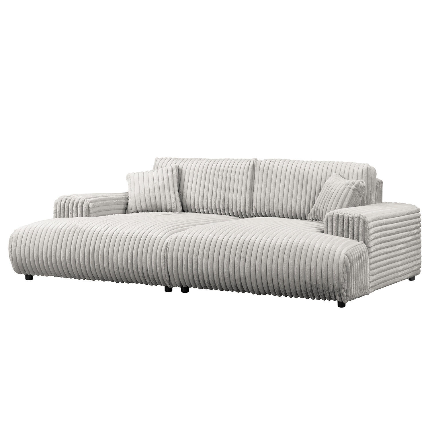 BIGSOFA - Silberfarben/Schwarz, Kunststoff/Textil (237/79/144cm) - home24