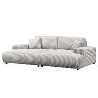 BIGSOFA - Silberfarben/Schwarz, Kunststoff/Textil (237/79/144cm) - home24