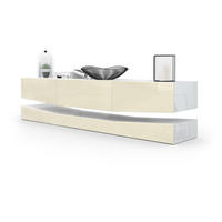 LOWBOARD City Fronten in Creme Hochglanz - Creme, Holzwerkstoff (178/48/39cm) - Vladon