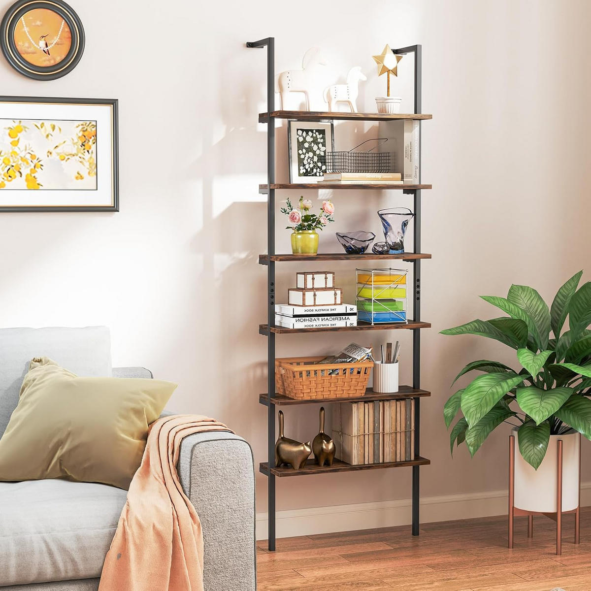 LEITERREGAL Braun - Braun, Holz (60/183/20cm) - COSTWAY