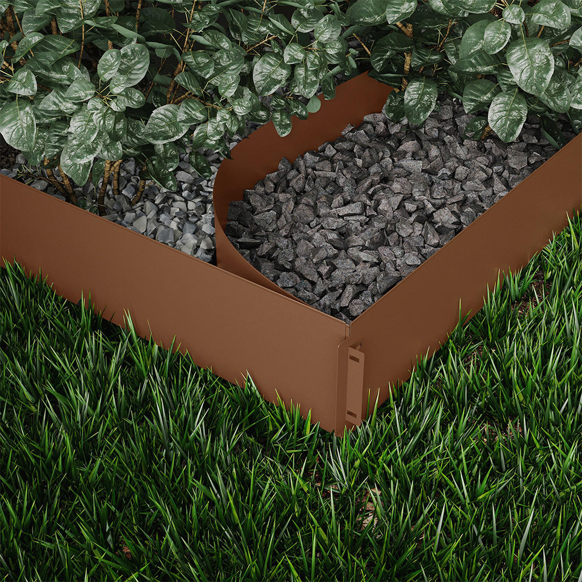 RASENKANTE Braun 100 x 18 cm 20 Meter - Braun, Metall (100/18/0.7cm) - Vicco