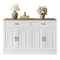 SIDEBOARD 120/35/80,5 cm mit 4 Türen & 2 Schubladen in Weiß und Holzoptik - Weiß, Holzwerkstoff (120/80.5/35cm) - BEAOK