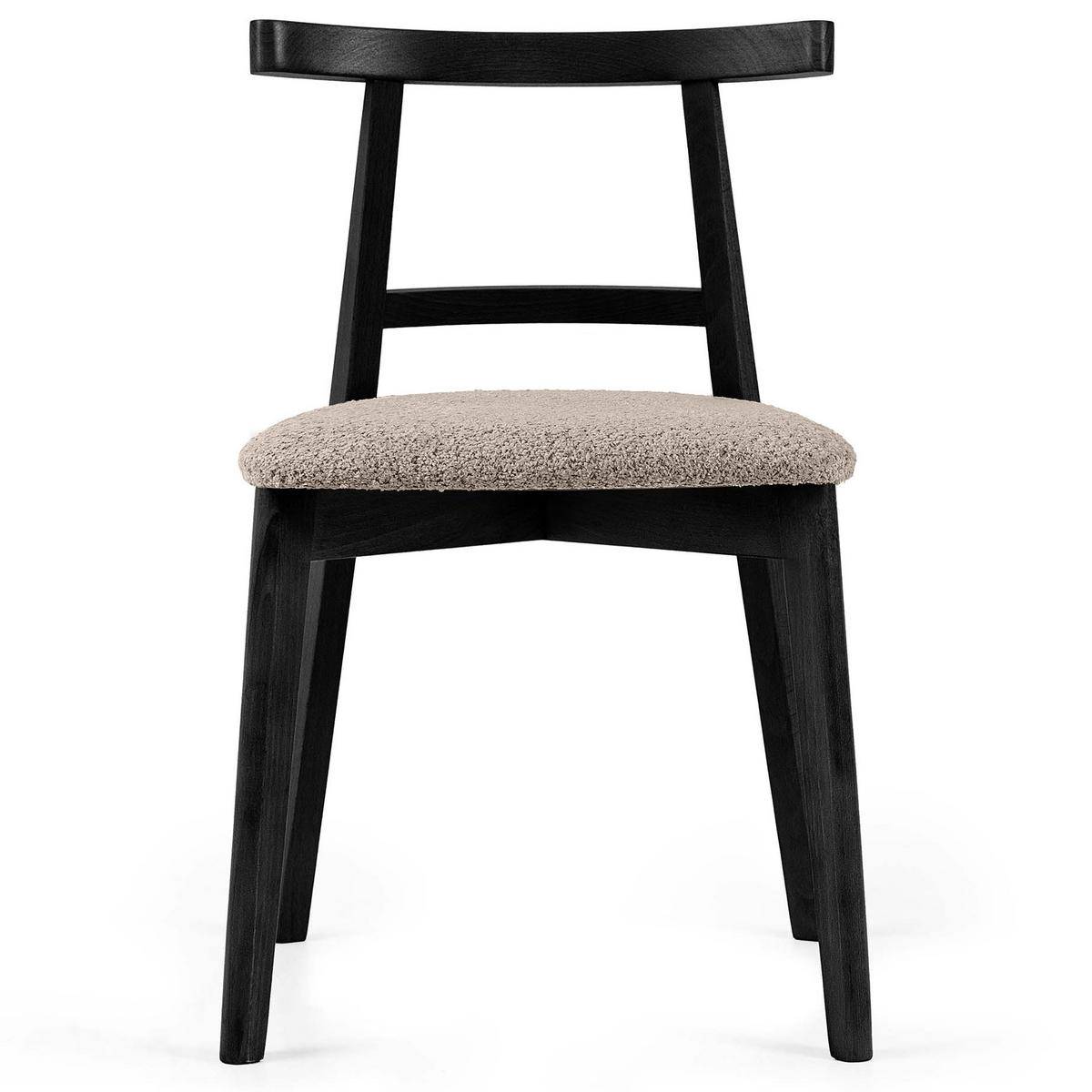 HOLZSTUHL LILIO Esstischstühle, 2-er Set, Bouclé - Beige/Schwarz, Holz/Textil (47/76.5/45cm) - KONSIMO®