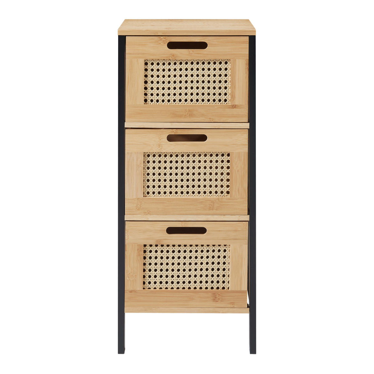 BADKOMMODE Tervola - Schwarz/Naturfarben, Holz (30/72/30cm) - [en.casa]