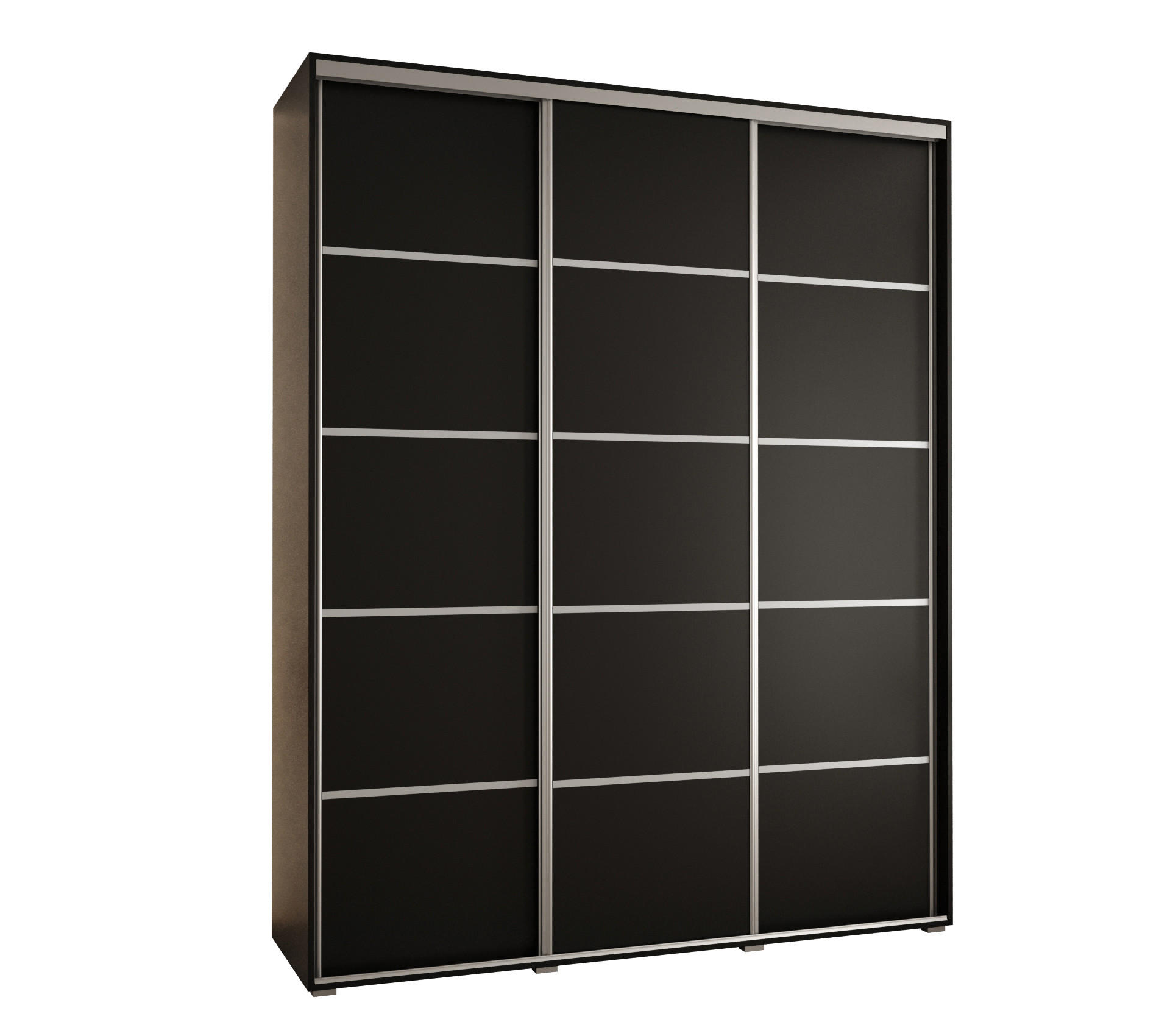 Abiks Möbel Schwebetürenschrank Schwarz, Schwarz, Silber 190x235x45 cm
