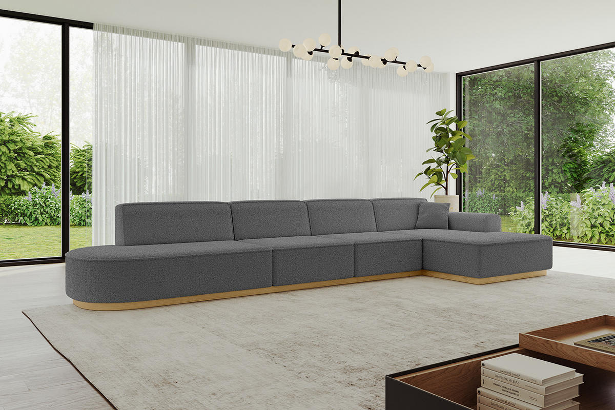ECKSOFA Ottomane Rechts IREA-L3-v2 - 403x165x81 cm Grau - Grau, Holzwerkstoff/Textil (403/165cm) - ALTDECOR