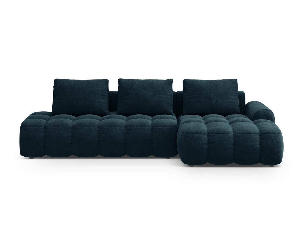 AUSKLAPPBARES-ECKSOFA rechts mit Container Linz aus Samt petrol 3 Sitzplätze - Petrol, Textil (142/275cm) - Cosmopolitan Design